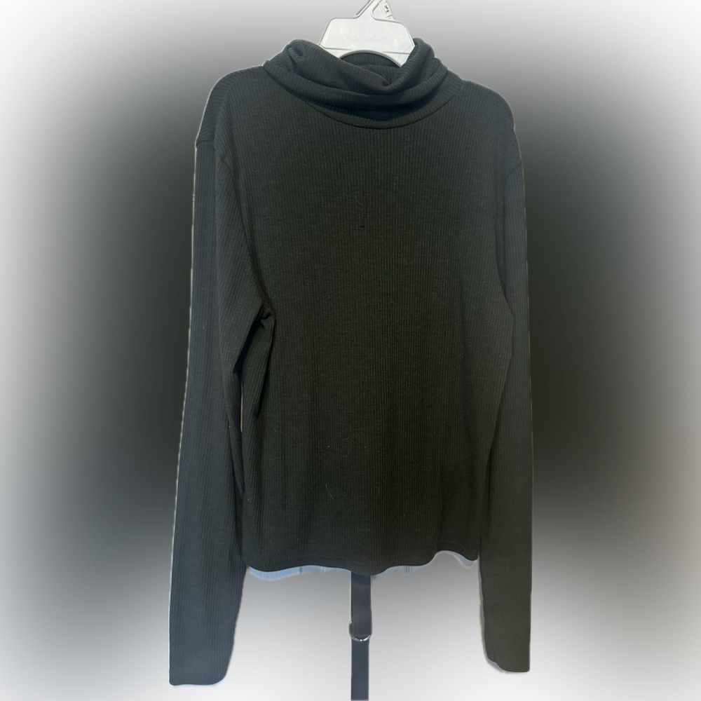 H&M BASIC Ribbed Turtleneck Long Sleeve Top – Dark Green